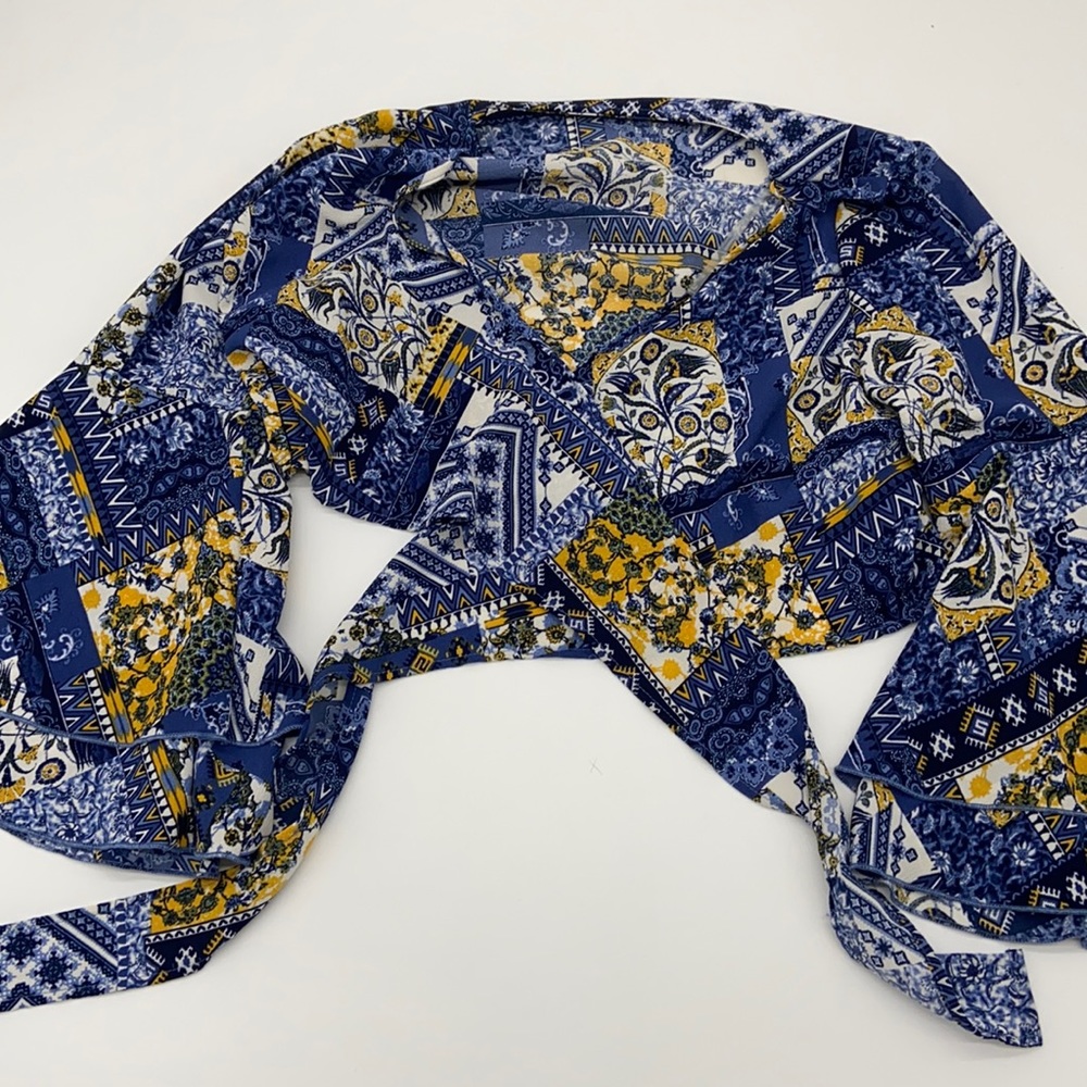 MOROCCO CROP TOP II - NAVY/MUSTARD